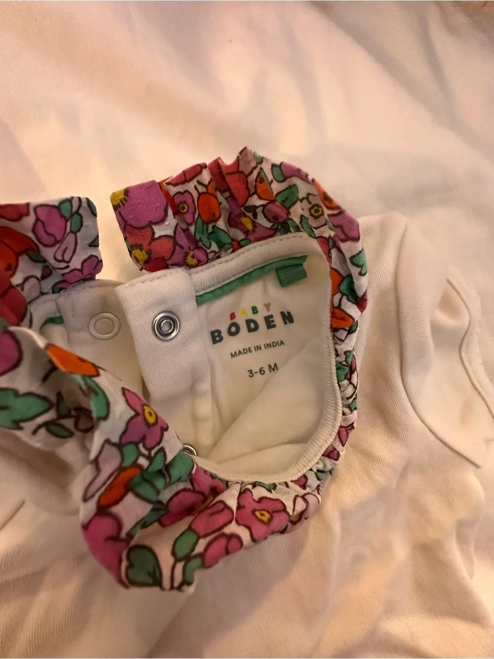 Baby Boden White Onesie with Pink & red Floral Bloomers